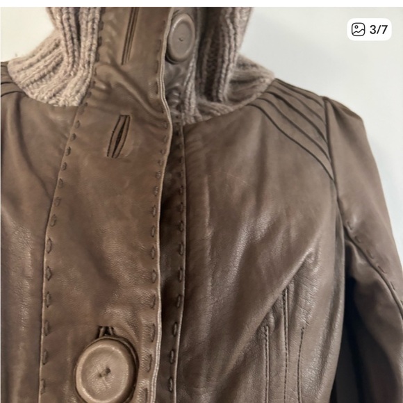 Mackage Brown Leather Jacket with Tan Accents size Small - Picture 4 of 11